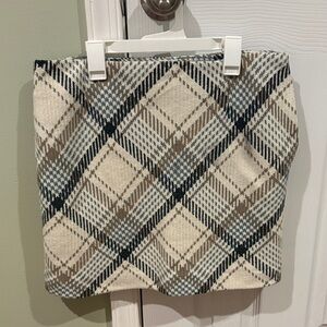 H&M Cream and Black Plaid Mini Skirt